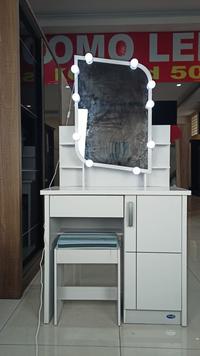 Gambar Meja Rias Sliding Putih - Meja Make Up Minimalis Lampu Murah - GAMBAR UTAMA, TIDAK DIRAKIT dari AlfaproID undefined 3 Tokopedia