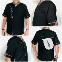 Gambar Baju PREMIUM Chef Pria Kombi Batik dg Ventilasi bahan KATUN TROPICAL - Hitam, S dari Lariba Kitchen Convection undefined 2 Tokopedia