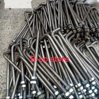 Gambar angkur L besi ST37 hitam M25 x 60cm + 2nut + 1ring / anchor bolt murah dari ba-co store undefined 2 Tokopedia