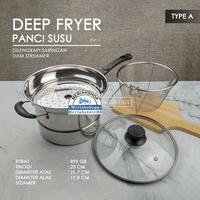 Gambar Panci penggorengan 3in1 stainless tutup kaca Panci Deep fryer korea dari Meriahshop.MS undefined 2 Tokopedia