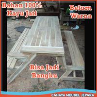 Gambar Meja Kursi Lipat Outdoor Kayu Jati Multifungsi Bangku Taman Minimalis - Motif Polos dari Cahaya Meubel Jepara undefined 2 Tokopedia