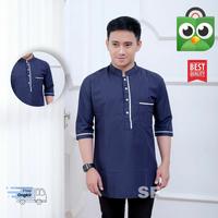 Gambar Baju Koko Kurta Lengan 3/4 Katun Toyobo Baju Koko Kurta Pria Dewasa - Navy, M dari San Fashionic undefined 2 Tokopedia