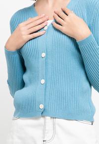 Gambar LLACES Clothing - Outer Wanita - V Neck Rib Cardigan - Blue - all size dari LLACES Clothing undefined 3 Tokopedia