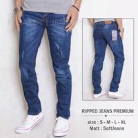 Gambar celana jeans ripped pria skinny sobek tidak tembus biru tua terbaru dari Mister big store undefined 4 Tokopedia