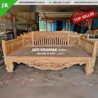 Gambar Bangku Daybed Majapahit Klasik | Bale kayu jati klasik ukiran - 200x100cm, Nonfinishing dari MEBELOKA ID undefined 3 Tokopedia
