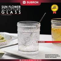 Gambar SUBRON Gelas Sun Flower Motif Timbul Bunga Matahari Elegant Vintage - 260ml dari SUBRON KITCHENWARE undefined 4 Tokopedia
