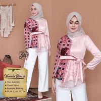 Gambar Baju Atasan Wanita Terbaru Blouse Muslim Lengan Panjang Blus Vannia MB - Biru, M dari Saputri Batik undefined 5 Tokopedia
