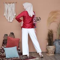 Gambar Baju Atasan Wanita Terbaru Blouse Muslim Lengan Panjang Blus Vannia MB - Biru, M dari Saputri Batik undefined 3 Tokopedia