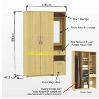 Gambar lemari baju 3 pintu plus meja rias / lemari 3 pintu plus meja rias - columbia nsbaum dari Sion furnicenter undefined 2 Tokopedia