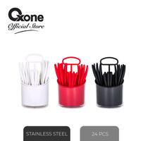 Gambar Oxone OX8000 Sendok Garpu Set With Cover Stainless 24 pcs - Red dari Oxone Official undefined 2 Tokopedia
