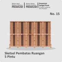 Gambar Pembatas penyekat Partisi ruangan sketsel minimalis lipat no 15 - No.15 (6 Pintu), DKI & Banten dari Neezar Rattan Home Decor undefined 3 Tokopedia
