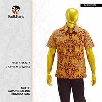 Gambar Batik Keris Hem Slimfit Lengan Pendek Sawunggaling Komb Satata - Maroon, M dari BATIK KERIS OFFICIAL undefined 1 Tokopedia