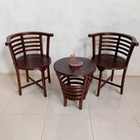 Gambar SET KURSI TERAS CANTIK MINIMALIS 2 KURSI DAN MEJA BAHAN KAYU JATI - mentah/unfinish dari village.mart undefined 1 Tokopedia