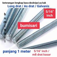 Gambar Long Drat Galvanis M8 (drat kasar) 5/16"  Panjang 1 Meter Diameter 5/16 Inch ( Drat Kasar ) dari bumisariprismatama undefined 1 Tokopedia