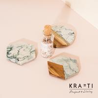 Gambar White Green Marmer Coaster / tatakan gelas / properti foto - kayu segi dari Krafti Project & Living undefined 1 Tokopedia