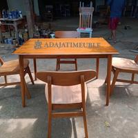 Gambar Kursi meja makan set minimalis kayu jati murah mebel indoor jepara - Belum finising, Uk mj150*80*75 dari Adajati meuble undefined 3 Tokopedia