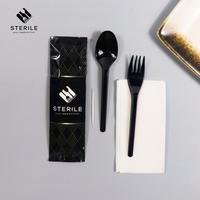 Gambar sendok garpu plastik set / sendok set plastik hitam ECER per 25 pcs - SM,COVER dari Sterile ID undefined 1 Tokopedia