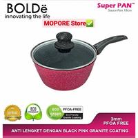 Gambar BOLDe Sauce PAN 18 cm + Glass Lid Granite Black PINK Series dari MOPORE Store undefined 1 Tokopedia