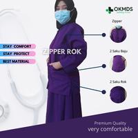 Gambar Baju Jaga OK / Baju Perawat / Baju Dokter Premium Quality Zipper Rok - Biru Elektrik, 4XL dari okMediscrub undefined 2 Tokopedia