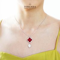 Gambar Torenda Four Leaf Clover Silver Plated Pendant Merah Kalung Wanita - Orange dari Torenda undefined 2 Tokopedia