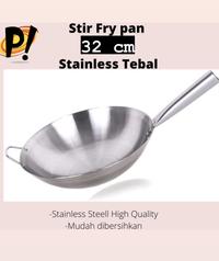 Gambar Stir Fry Pan 32 cm stainless Tebal - Kuali high Quality dari Cellis Houseware undefined 1 Tokopedia