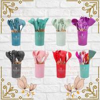Gambar Spatula Set 10in1 silikon kayu sendok sutil brush penjepit kocokan - pink dari FORTUNATUS TABERNA undefined 3 Tokopedia