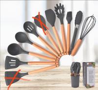 Gambar Spatula Set 10in1 silikon kayu sendok sutil brush penjepit kocokan - pink dari FORTUNATUS TABERNA undefined 2 Tokopedia