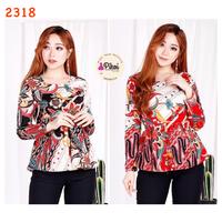 Gambar Batik kantor murah / baju batik wanita modern / atasan batik kerja - BROWN-2318 dari Pikoiid undefined 4 Tokopedia