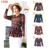 Gambar Batik kantor murah / baju batik wanita modern / atasan batik kerja - BROWN-2318 dari Pikoiid undefined 3 Tokopedia