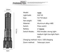 Gambar Senter LED XHP50 USB Powerfull 5 Mode Telescopic Zoom Waterproof dari alatperkakas undefined 3 Tokopedia