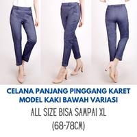 Gambar Celana Wanita Panjang Model Pinggang Karet - Merah dari Kedai Denim undefined 1 Tokopedia