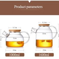 Gambar Teko Kaca Tahan Panas Api Pitcher Teh kopi Transparant Teapot kettle - 1000 ML dari RUMAHINAJA undefined 3 Tokopedia