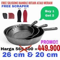 Gambar Cast iron Promo 2 skillet pan wajan dan panci masak besi ancuran cor - 26 cm, seasoning 3kali dari Cast iron Indonesia undefined 1 Tokopedia