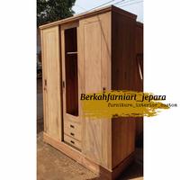 Gambar almari pakaian-almari jati-lemari pakaian-almari kayu mentahan dari Berkahfurniart_jepara undefined 1 Tokopedia