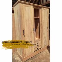 Gambar almari pakaian-almari jati-lemari pakaian-almari kayu mentahan dari Berkahfurniart_jepara undefined 2 Tokopedia