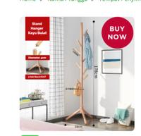 Gambar Hanger Baju Kayu /Stand Hanger Kayu Rak Gantungan serbaguna - brown, motif B dari ezeshop undefined 3 Tokopedia