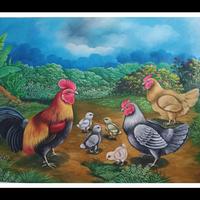 Gambar lukisan ayam 135×85 dekorasi hiasan dinding rumah dari pratama putra ART undefined 1 Tokopedia