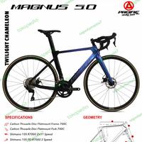 Gambar roadbike 700C PACIFIC MAGNUS 5.0 FRAME CARBON FULL SHIMANO ORIGINAL - twilight Chamel, ukuran 52 dari sepedamania7 undefined 1 Tokopedia
