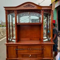 Gambar Lemari tv hias pajangan kaca 4 pintu kayu jati dari Toko Baru Mebel undefined 3 Tokopedia