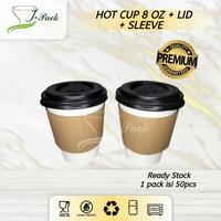 Gambar Paper Hot Cup 8 oz / Gelas kertas + Lid + Sleeve - Tutupnya Putih dari J-Pack Food Packaging undefined 2 Tokopedia