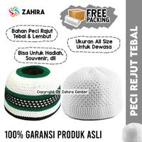 Gambar Peci Rajut Kopiah Tebal Murah Ukuran All Size Dewasa Warna Putih Hitam - Hitam+Plastik dari Zahira Center undefined 1 Tokopedia