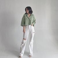 Gambar Lyya Kemeja Crop Linen Oversized//Outer Linen Crop//Kemeja Crop Lengan - Mint, all size dari Fashion_Milenial undefined 1 Tokopedia