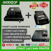 Gambar Paket Kasir Cash Drawer / Laci Kasir Besar + Printer Bluetooth Thermal dari AHLI KASIR BARCODE undefined 1 Tokopedia