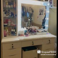 Gambar MEJA RIAS MAKEUP LAMPU ARTIS JUMBO YG LAGI TREND ,FREE LAMPU & KURSI dari Arsyila Furniture custome undefined 3 Tokopedia