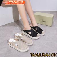 Gambar SEPATU SANDAL WEDGES WANITA SELOP SLIP ON IMPORT MESH HAK TINGGI 4 CM - Black, 36 dari Tasmurah Ok New Generation undefined 1 Tokopedia
