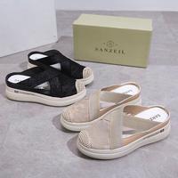 Gambar SEPATU SANDAL WEDGES WANITA SELOP SLIP ON IMPORT MESH HAK TINGGI 4 CM - Black, 36 dari Tasmurah Ok New Generation undefined 3 Tokopedia