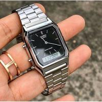 Gambar Jam Tangan Pria Wanita Casio Original Rantai Double Time Terbaru - Silver dari Alqodiri Shop undefined 1 Tokopedia
