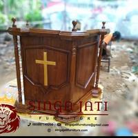 Gambar Mimbar Gereja Protestan Set / Set Mimbar Gereja Minimalis / Mimbar dari Singa Jati Furniture undefined 3 Tokopedia