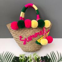 Gambar Tas Pantai Bali Pompom Love Semangka Cust Nama - M dari Omah Ethnic undefined 5 Tokopedia