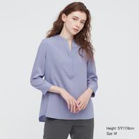Gambar UNIQLO Blus Rayon Rayon Kerah Skipper Lengan 3/4 Original Store - Light Blue, S dari DroidOne undefined 1 Tokopedia